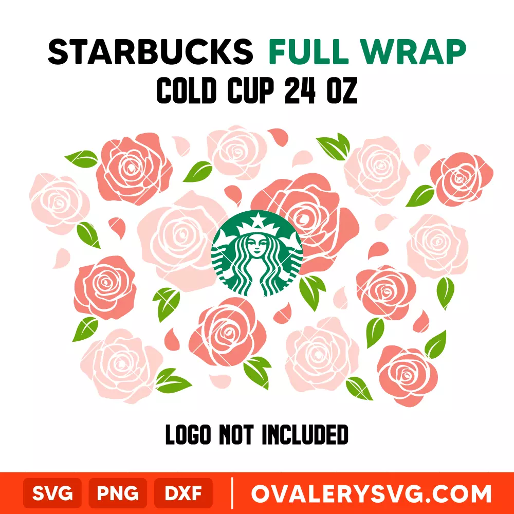 Roses Full Wrap SVG, Starbucks SVG, Cold Cup SVG, Cricut, Silhouette SVG PNG Cut File