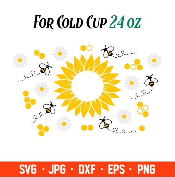 Sunflower Bees Full Wrap Svg, Starbucks Svg, Coffee Ring Svg, Cold Cup Svg,  Cricut, Silhouette Vector Cut File – Ovalery Svg