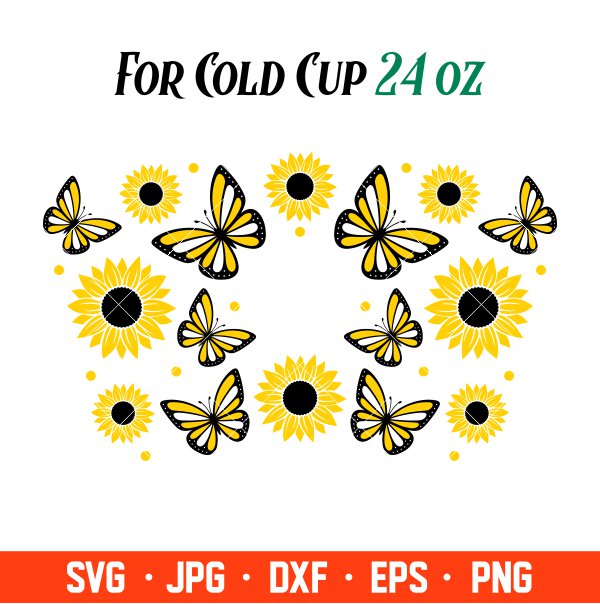 Butterfly Full Wrap with Logo Svg, Starbucks Svg, Coffee Ring Svg