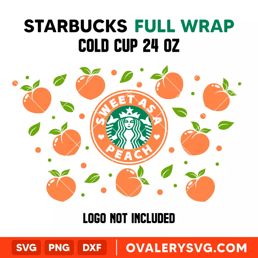 Sweet As A Peach Full Wrap SVG, Starbucks SVG, Cold Cup SVG, Cricut, Silhouette SVG PNG Cut File