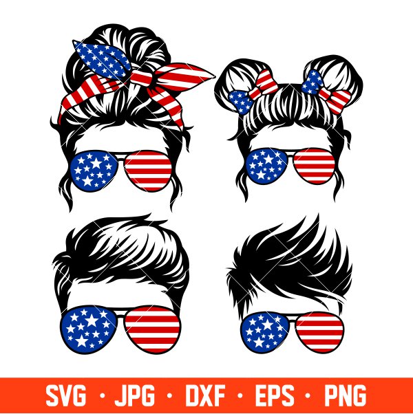 Download Usa Fam Life Bundle Svg Messy Bun Hair Svg American Mom Life Svg Dad Life Svg Boy Girl Svg 4th Of July Svg Cricut Silhouette Vector Cut File Ovalery