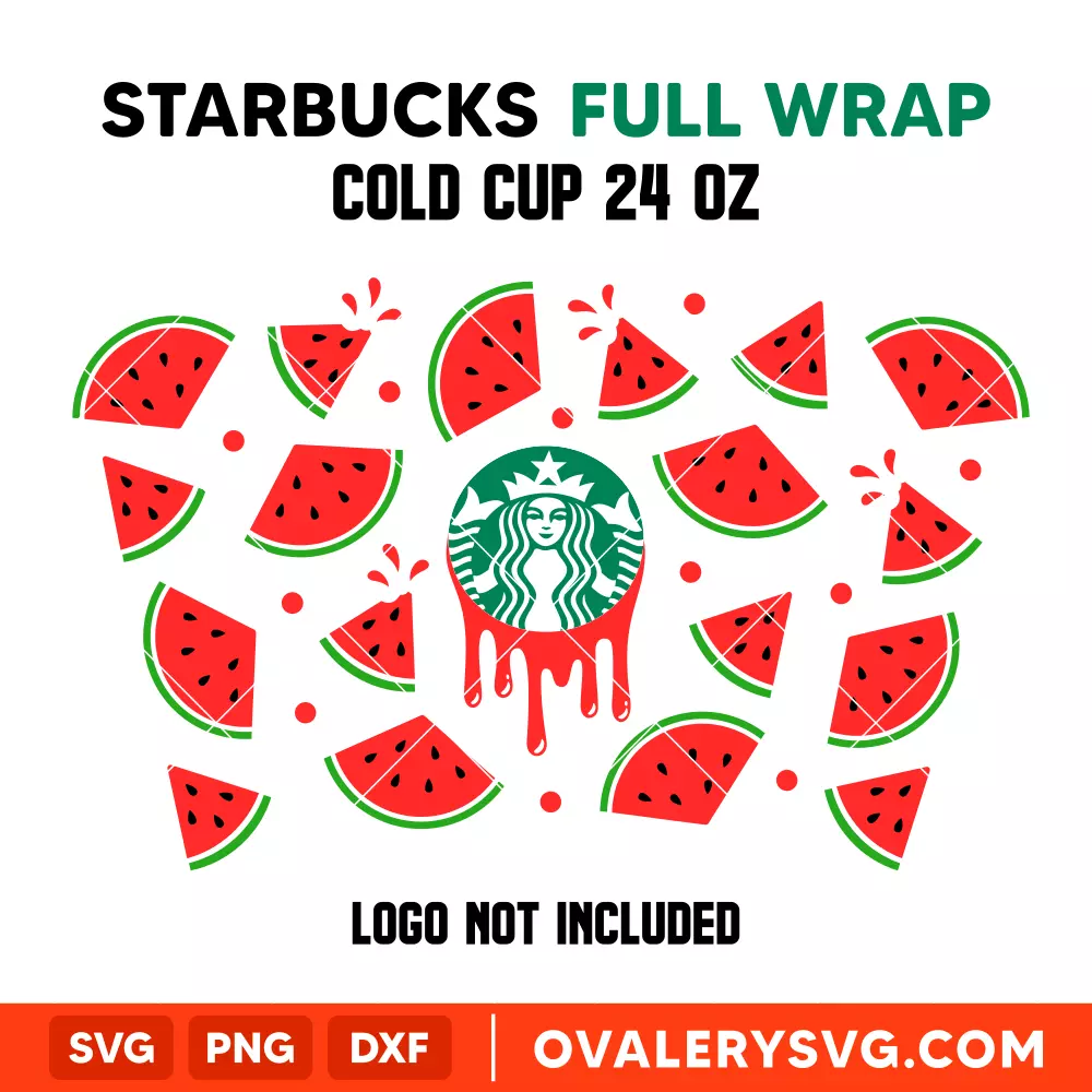 Watermelon Summer Full Wrap SVG, Starbucks SVG, Cold Cup SVG, Cricut, Silhouette SVG PNG Cut File