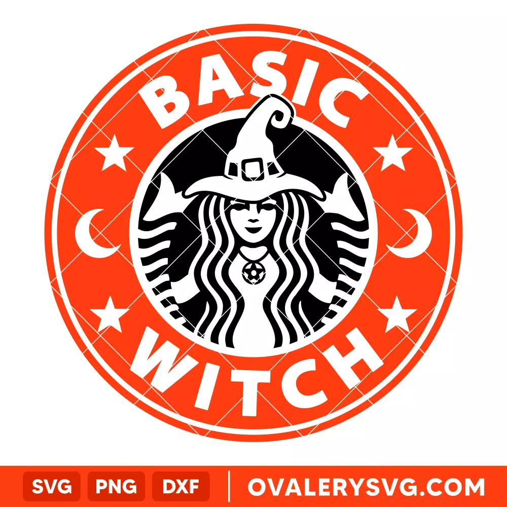 Basic Witch SVG, Halloween SVG, Starbucks Coffee ring SVG, Cricut, Silhouette SVG PNG Cut File