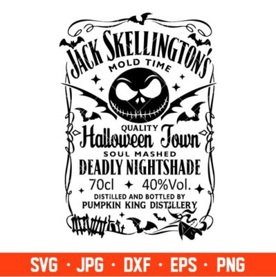 Jack Skellington Wiskey Svg, Halloween Svg, Nightmare Before Christmas ...