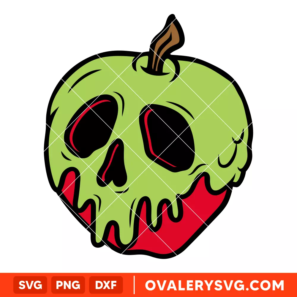 Poison Apple SVG, Halloween SVG, Evil Queen SVG, Skull SVG, Cricut, Silhouette SVG PNG Cut File
