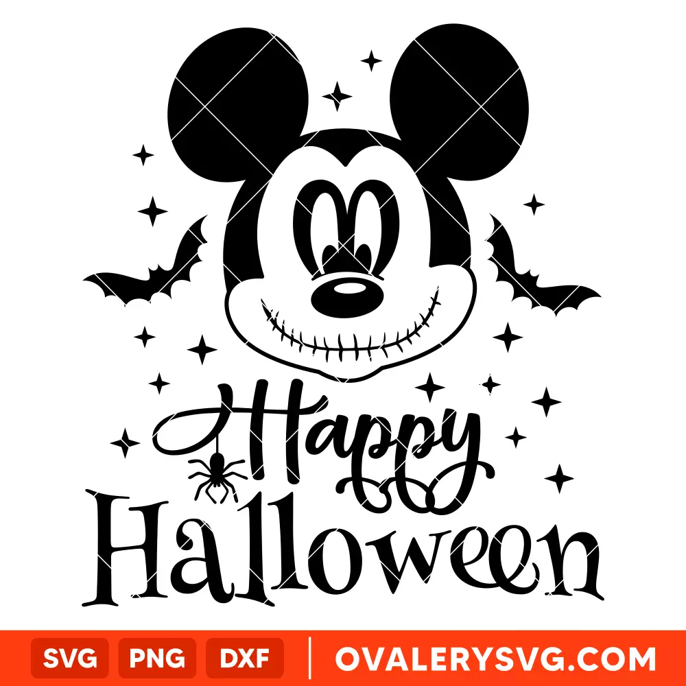 Happy Halloween Mickey Mouse Svg, Halloween Svg, Disney Svg, Cricut, Silhouette Vector Cut File