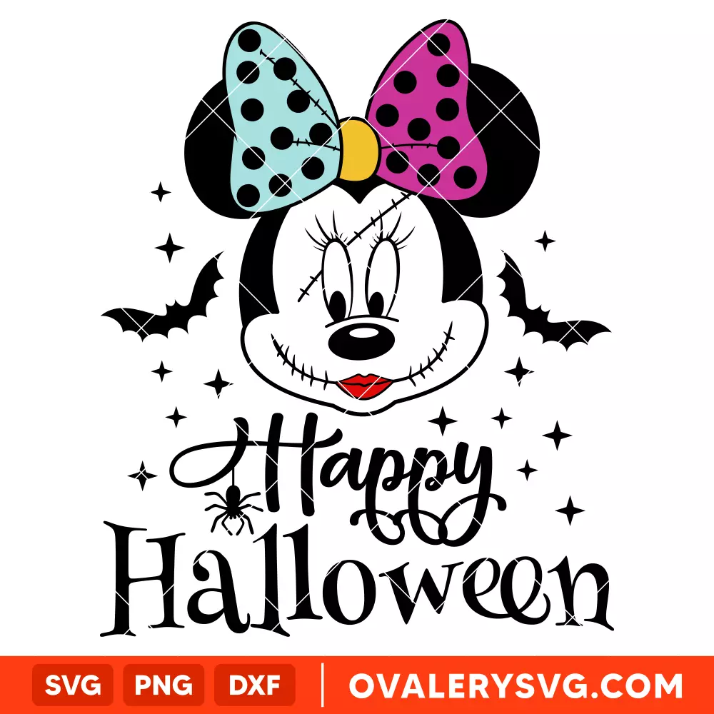 Happy Halloween Minnie Mouse Svg, Halloween Svg, Disney Svg, Cricut, Silhouette Vector Cut File