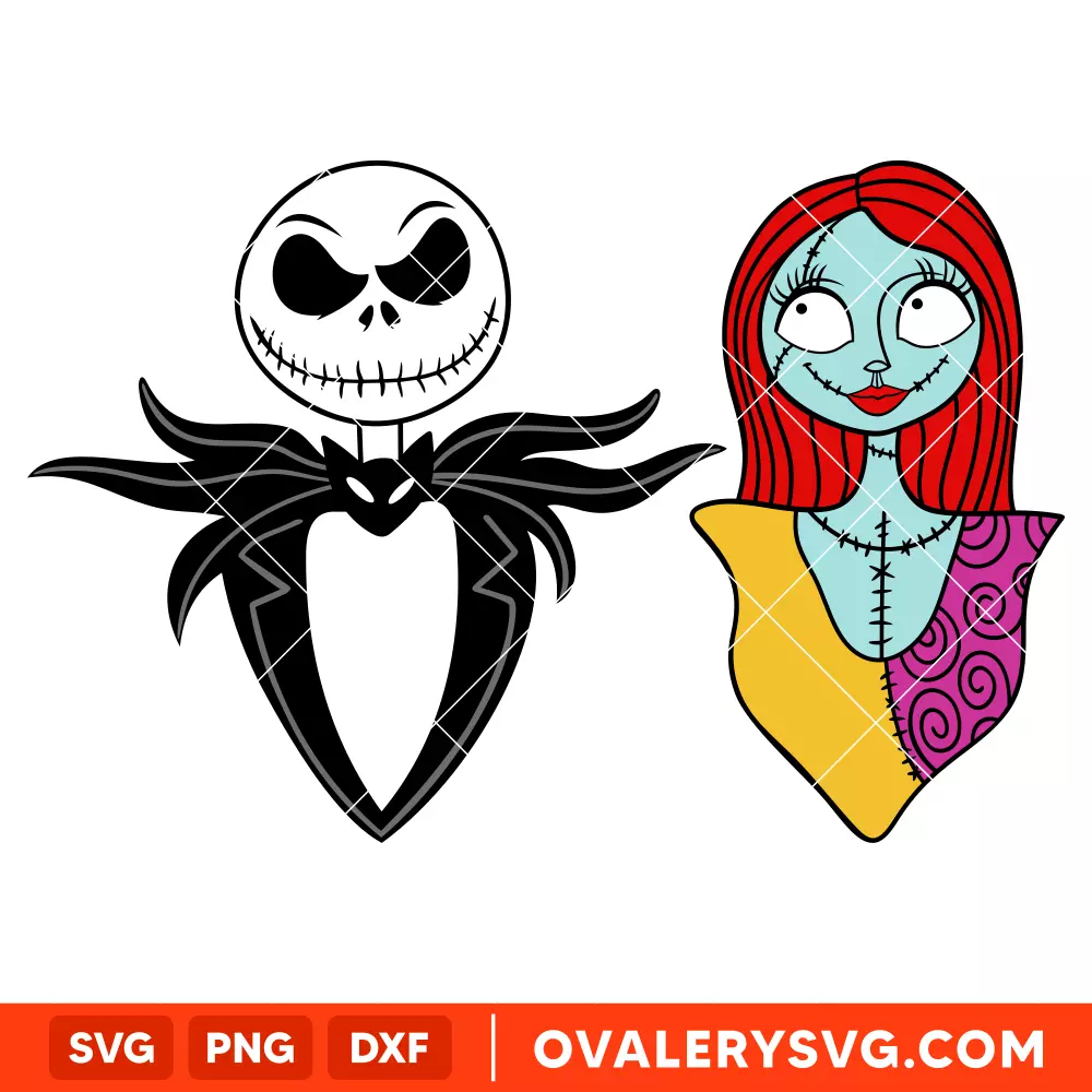 Jack and Sally Bundle SVG, Halloween SVG, Jack Skellington SVG, Nightmare Before Christmas SVG, Cricut, Silhouette SVG PNG Cut File