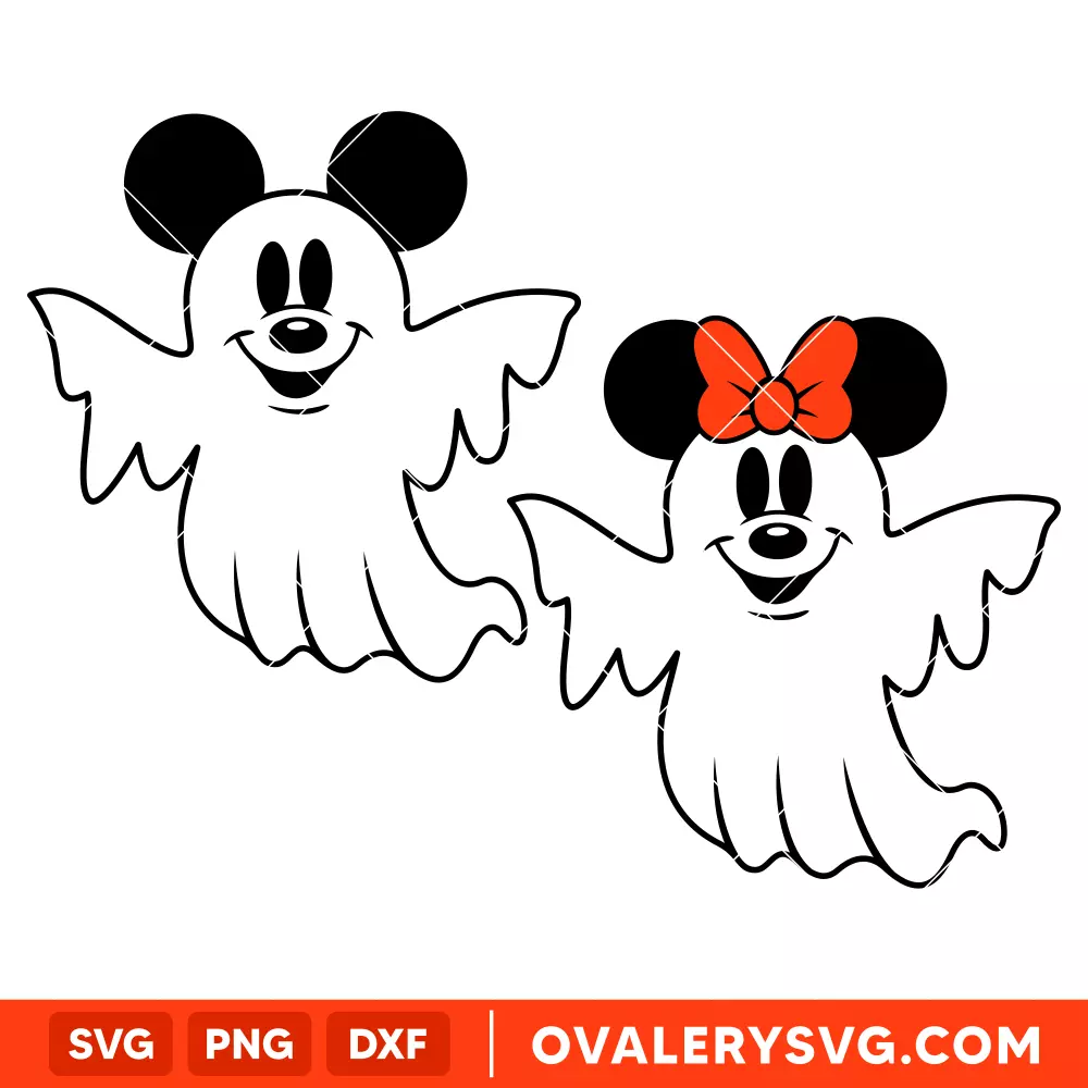Mickey & Minnie Ghosts Bundle SVG, Halloween SVG, Disney SVG, Cricut, Silhouette SVG PNG Cut File