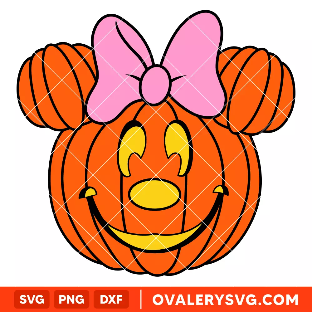 Pumpkin Head Minnie Mouse Svg, Halloween Svg, Disney Svg, Cricut, Silhouette Vector Cut File