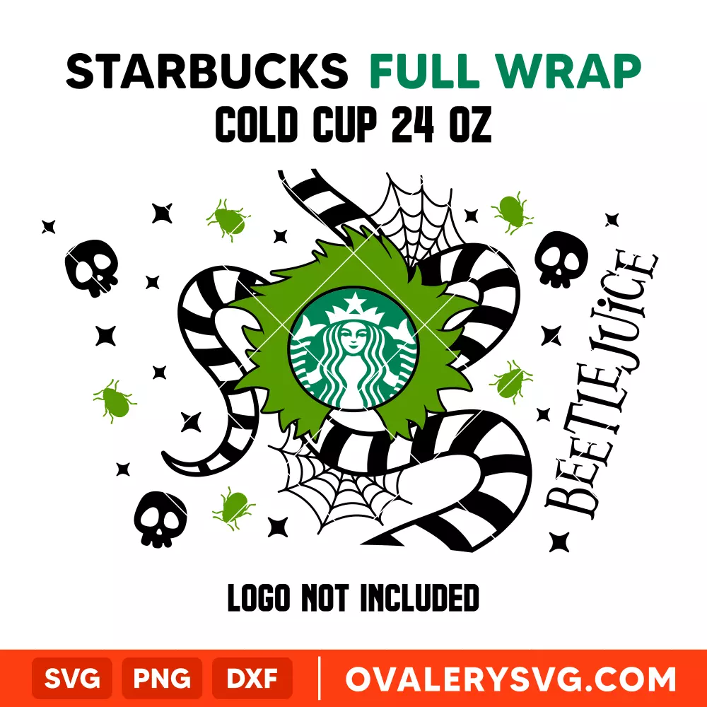 Beetlejuice Full Wrap SVG, Starbucks SVG, Cold Cup SVG, Cricut, Silhouette SVG PNG Cut File