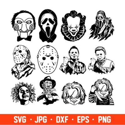 Horror Characters Bundle Svg, Halloween Svg, Horror Movie Svg, Cricut ...