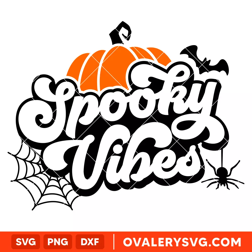Spooky Vibes SVG, Trick Or Treat SVG, Halloween SVG, Spooky Season SVG, Cricut, Silhouette SVG PNG Cut File