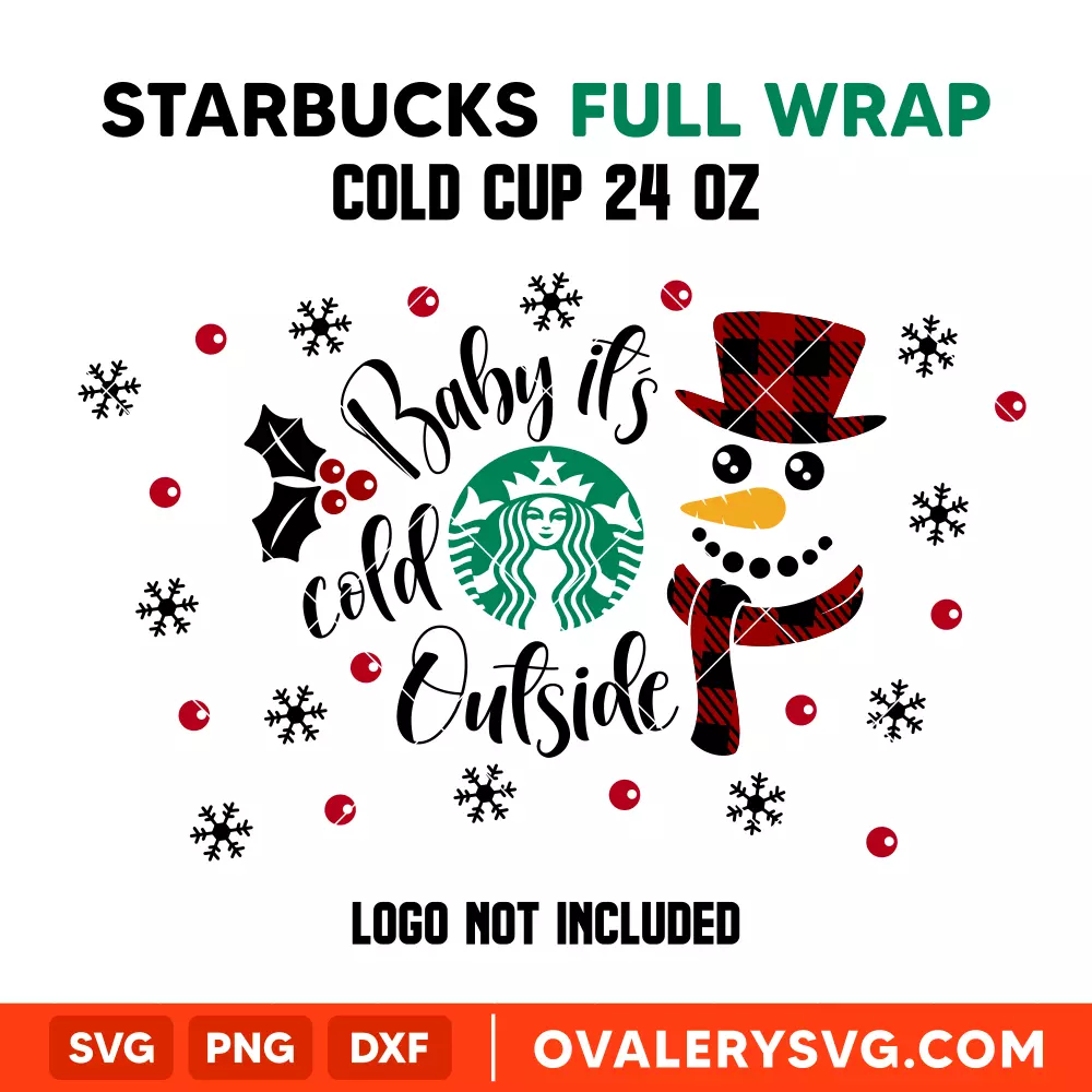 Baby It's Cold Outside Full Wrap Svg, Starbucks Svg, Cold Cup Svg, Cricut, Silhouette Vector Cut File