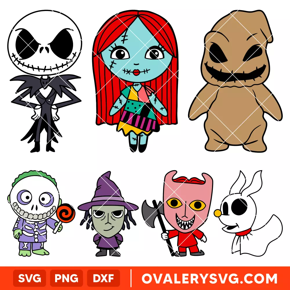 Baby Jack and Sally Bundle SVG, Halloween SVG, Oogie Boogie Baby SVG, Cricut, Silhouette SVG PNG Cut File