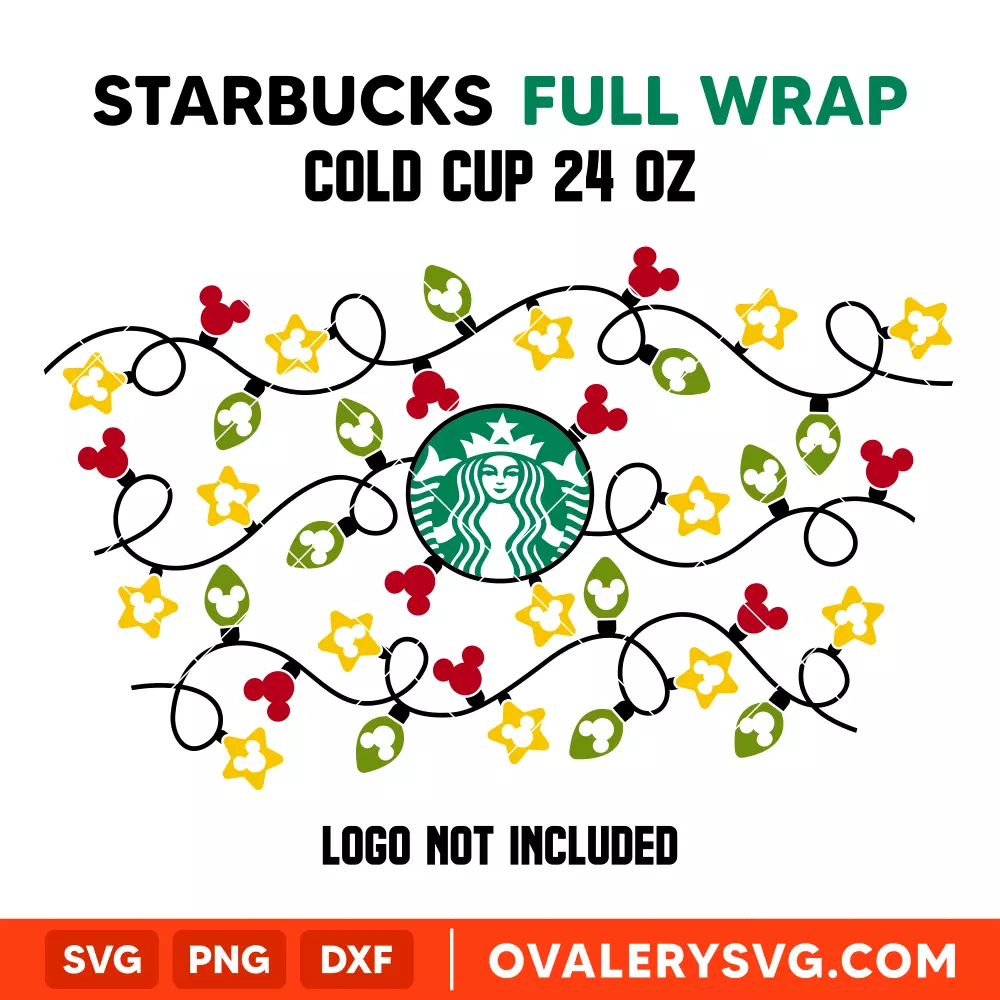 Christmas Lights Full Wrap Svg, Starbucks Svg, Cold Cup Svg, Cricut, Silhouette Vector Cut File