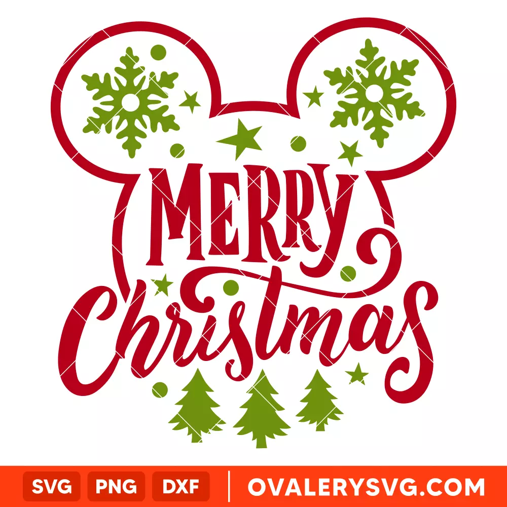 Merry Christmas Mickey Svg, Christmas Svg, Merry Christmas Svg, Cricut, Silhouette Vector Cut File