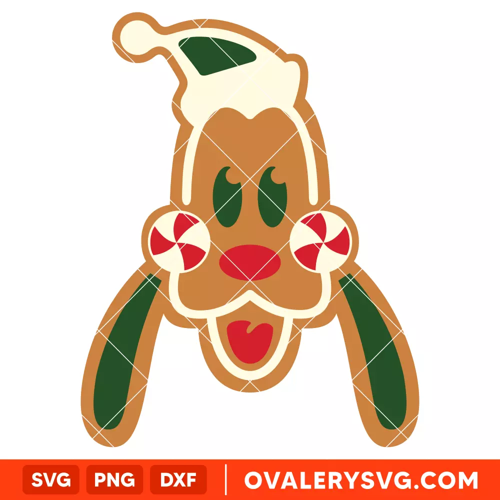 Pluto Gingerbread Head SVG, Christmas SVG, Disney SVG | Instant Download SVG PNG Cut File for Cricut & Silhouette