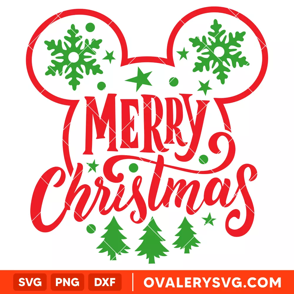 Merry Christmas Mickey SVG, Christmas SVG, Disney SVG | Instant Download SVG PNG Cut File for Cricut & Silhouette