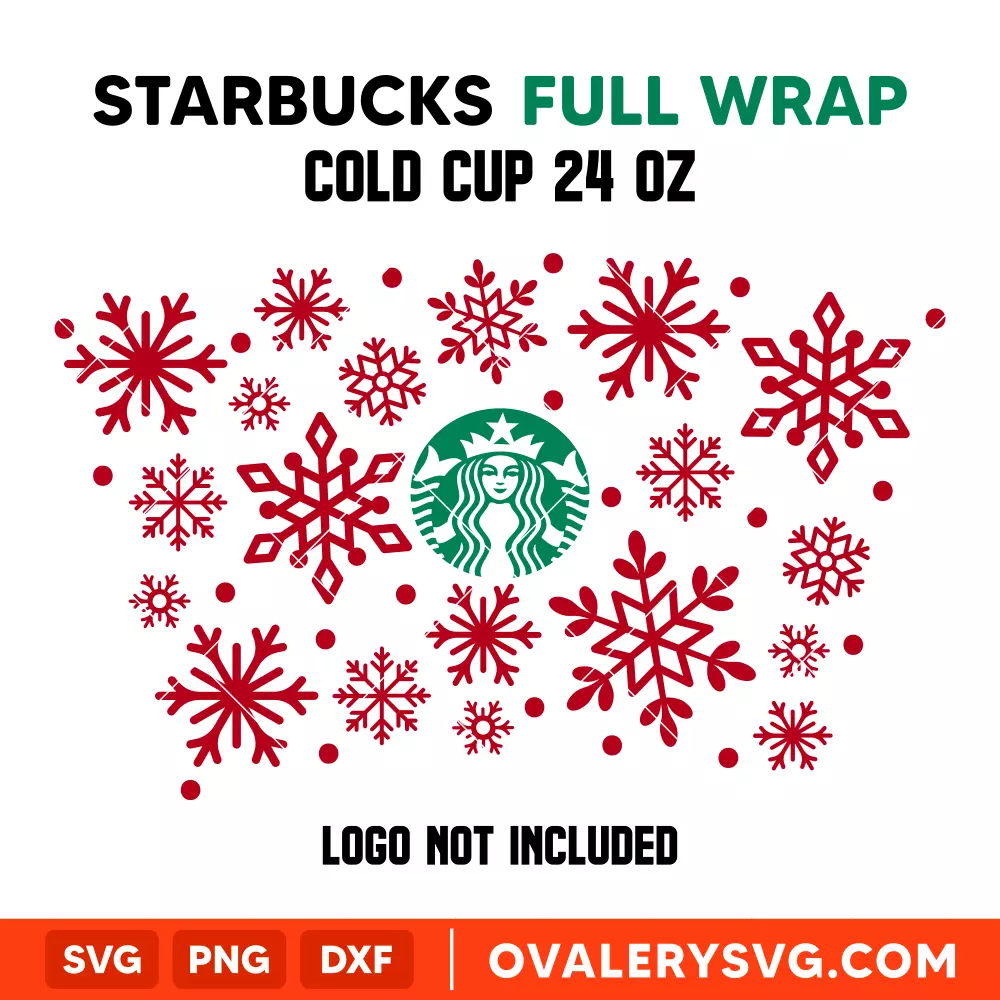 Snowflakes Full Wrap Svg, Starbucks Svg, Cold Cup Svg, Cricut, Silhouette Vector Cut File
