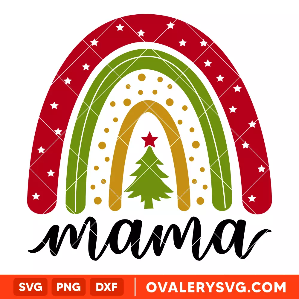 Christmas Boho Rainbow Mama Svg, Christmas Svg, Cricut, Silhouette Vector Cut File