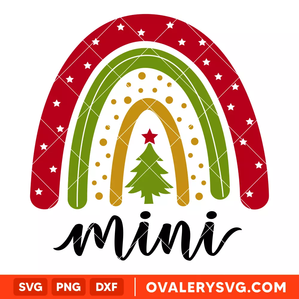 Christmas Boho Rainbow Mini Svg, Christmas Svg, Cricut, Silhouette Vector Cut File