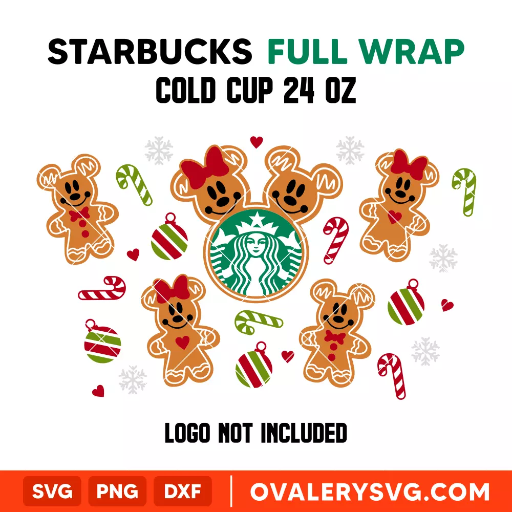 Christmas Gingerbread Mickey & Minnie Full Wrap Svg, Starbucks Svg, Cold Cup Svg, Cricut, Silhouette Vector Cut File