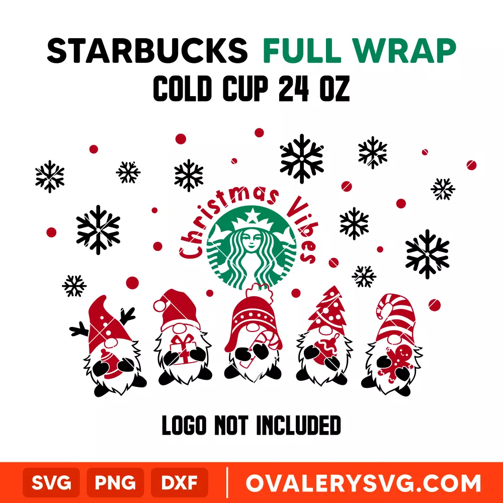 Christmas Gnomes Full Wrap Svg, Christmas Vibes Svg, Starbucks Svg, Cold Cup Svg, Cricut, Silhouette Vector Cut File