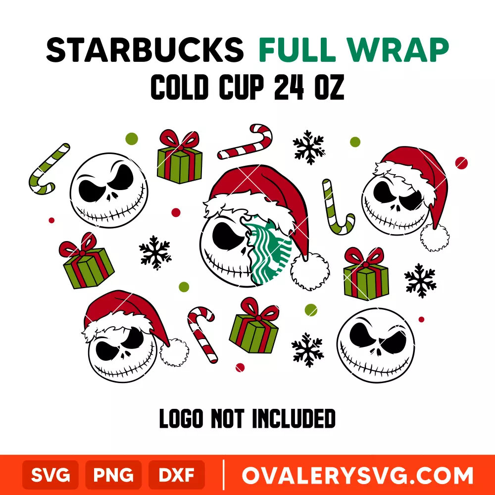 Christmas Jack Full Wrap Svg, Starbucks Svg, Cold Cup Svg, Cricut, Silhouette Vector Cut File