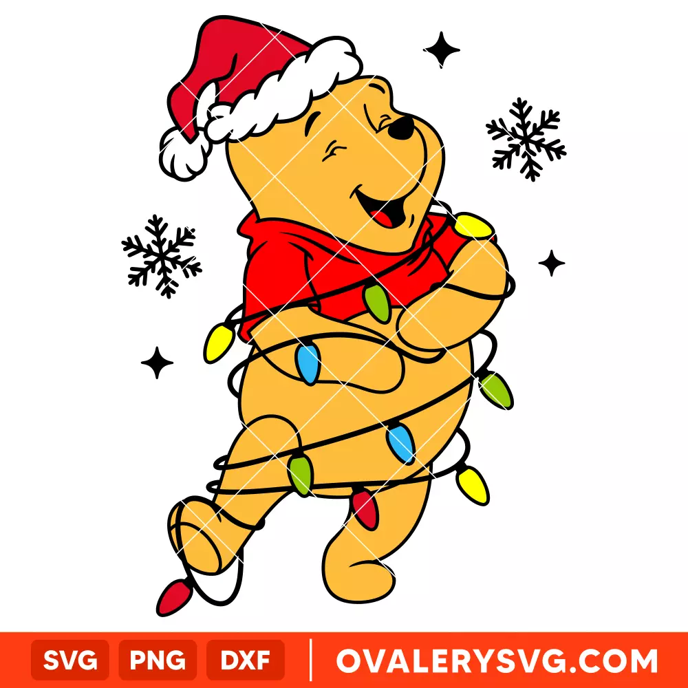 Christmas Pooh Bear Svg, Christmas Svg, Disney Svg, Cricut, Silhouette Vector Cut File