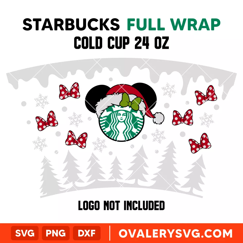 Christmas Red Bow Minnie Mouse Full Wrap Svg, Starbucks Svg, Cold Cup Svg, Cricut, Silhouette Vector Cut File