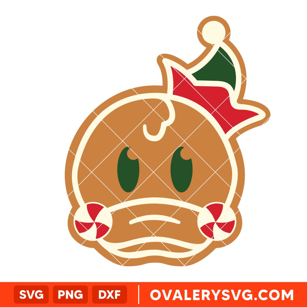 Donald Gingerbread Head SVG, Christmas SVG, Disney SVG | Instant Download SVG PNG Cut File for Cricut & Silhouette