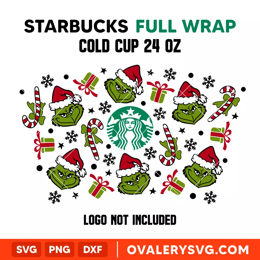 Grinchmas Lollipops Full Wrap Svg, Starbucks Svg, Cold Cup Svg, Cricut, Silhouette Vector Cut File