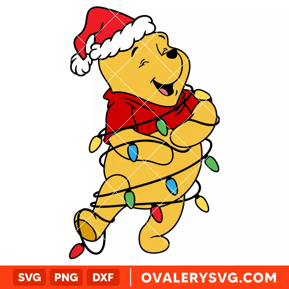 Pooh Christmas Lights SVG, Disney SVG | Instant Download SVG PNG Cut File for Cricut & Silhouette