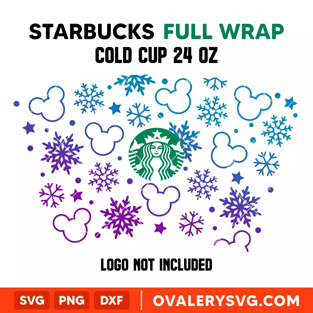 Snowflakes Full Wrap Svg, Starbucks Svg, Cold Cup Svg, Cricut, Silhouette Vector Cut File