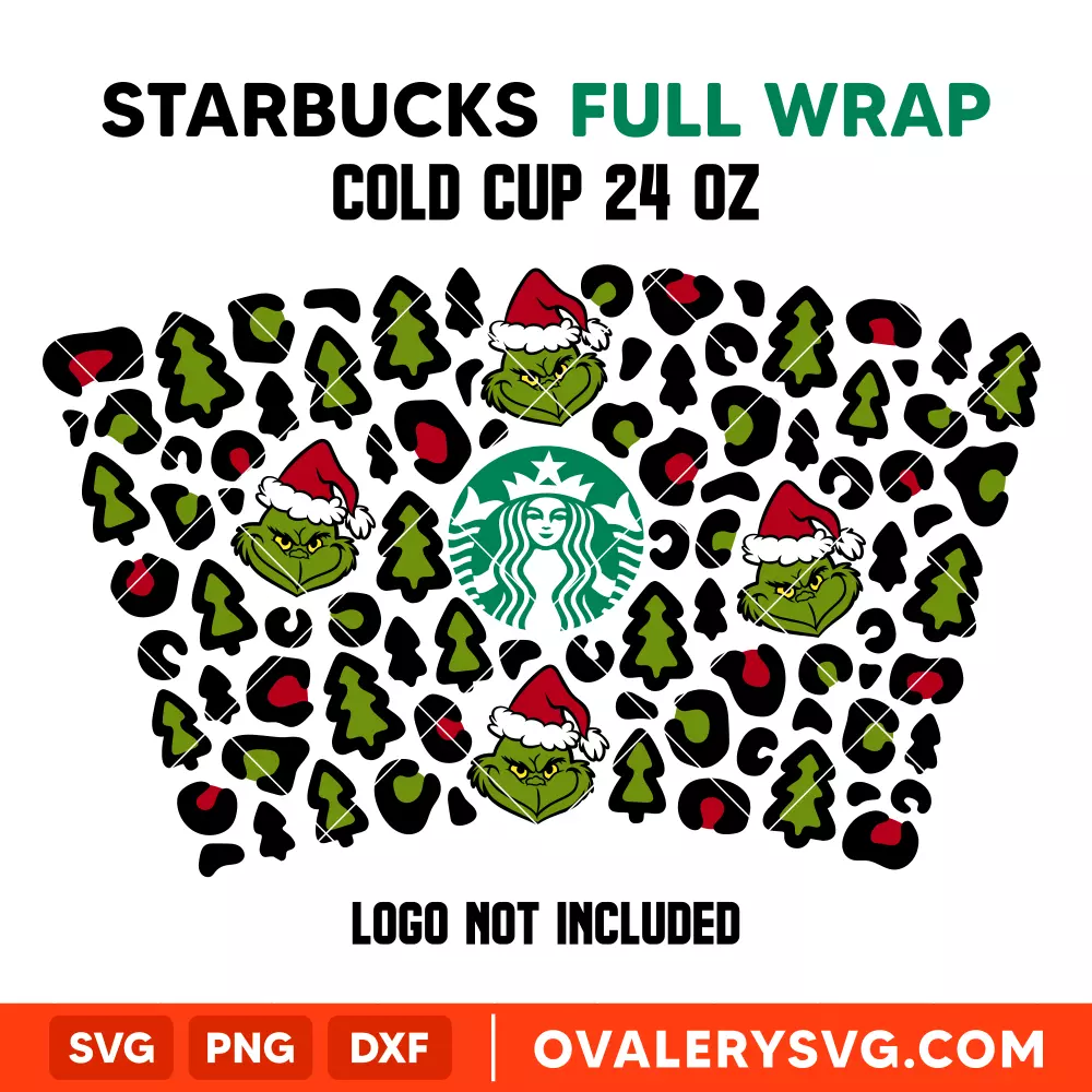 Christmas Leopard Full Wrap Svg, Starbucks Svg, Coffee Ring Svg, Cold Cup Svg, Cricut, Silhouette Vector Cut File