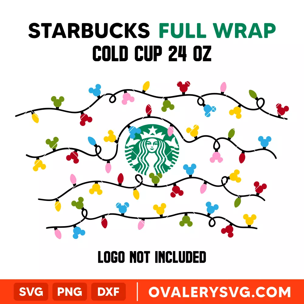 Christmas Light Full Wrap Svg, Starbucks Svg, Cold Cup Svg, Cricut, Silhouette Vector Cut File