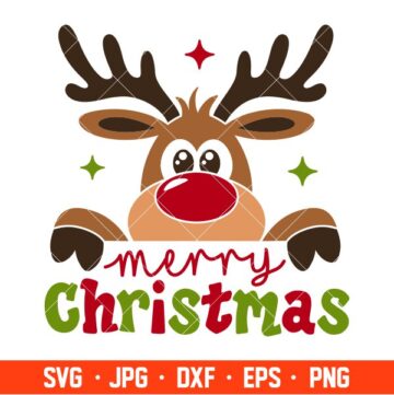 Christmas Reindeer Svg, Peeping Reindeer Svg, Merry Christmas Svg ...