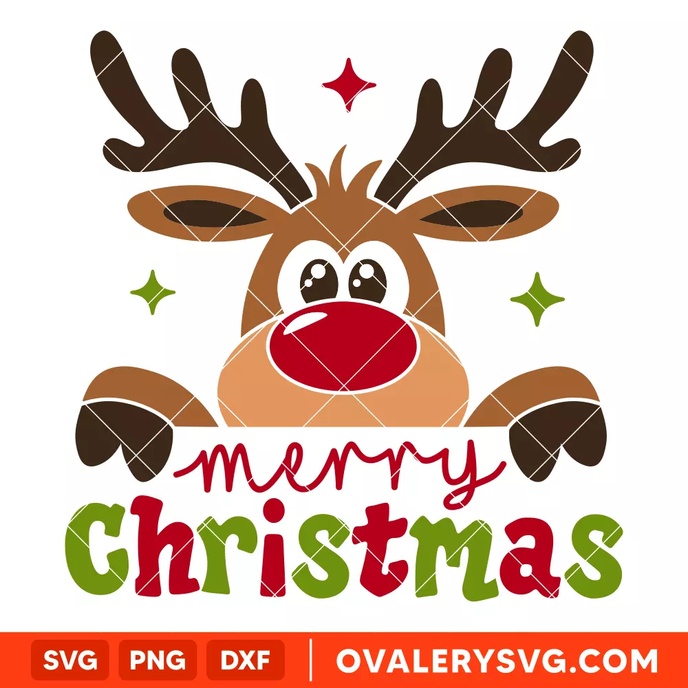 Christmas Reindeer Svg, Peeping Reindeer Svg, Merry Christmas Svg, Cricut, Silhouette Vector Cut File