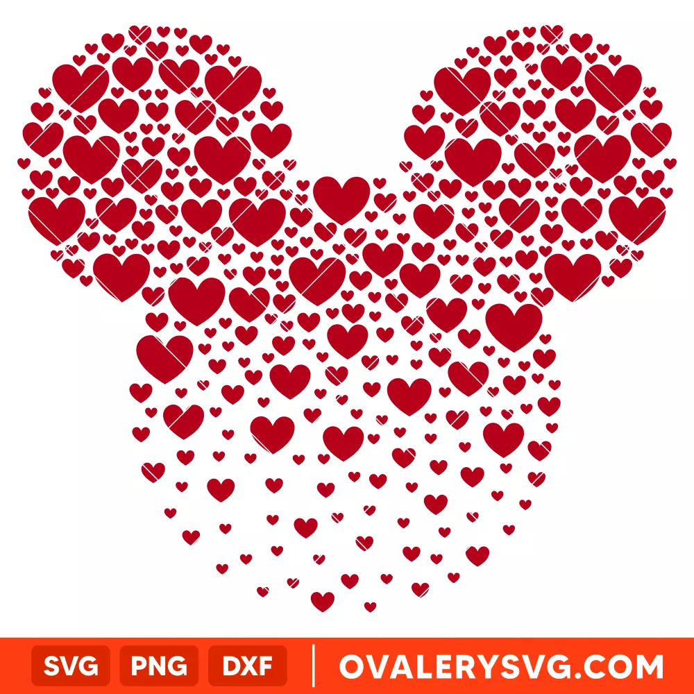 Cute Hearts Mickey Mouse SVG, Valentine's Day SVG, Disney SVG, Cricut, Silhouette SVG PNG Cut File