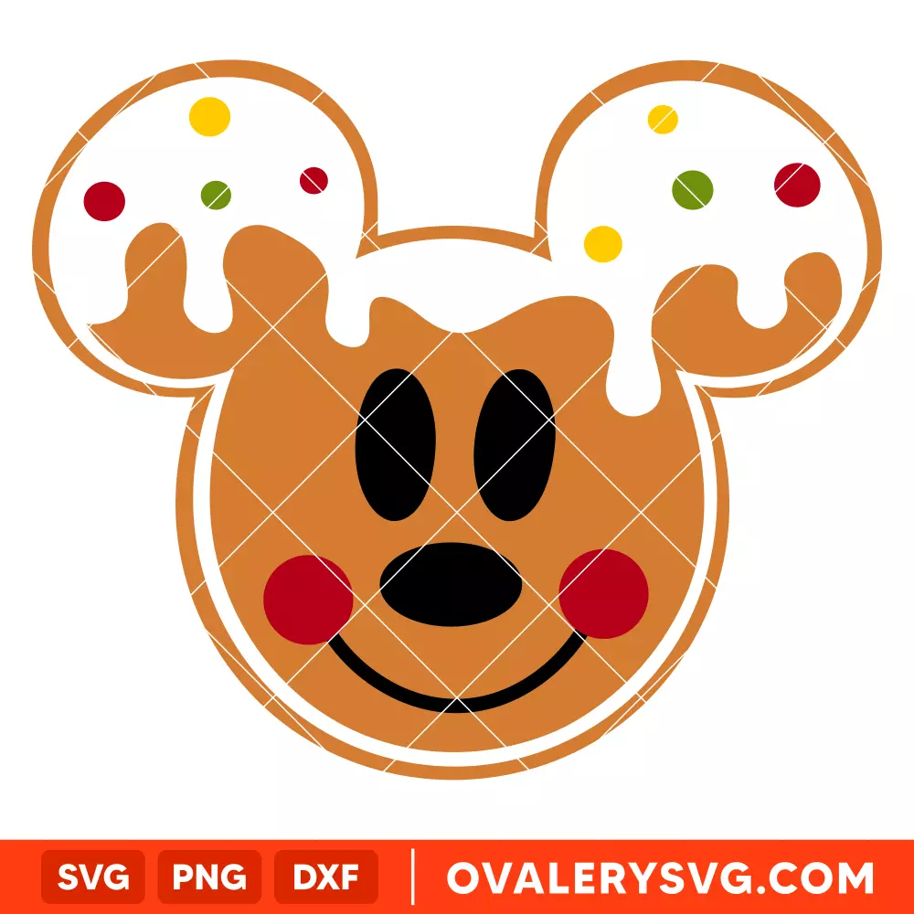Gingerbread Mickey Head Svg, Christmas Svg, Disney Svg, Cricut, Silhouette Vector Cut File