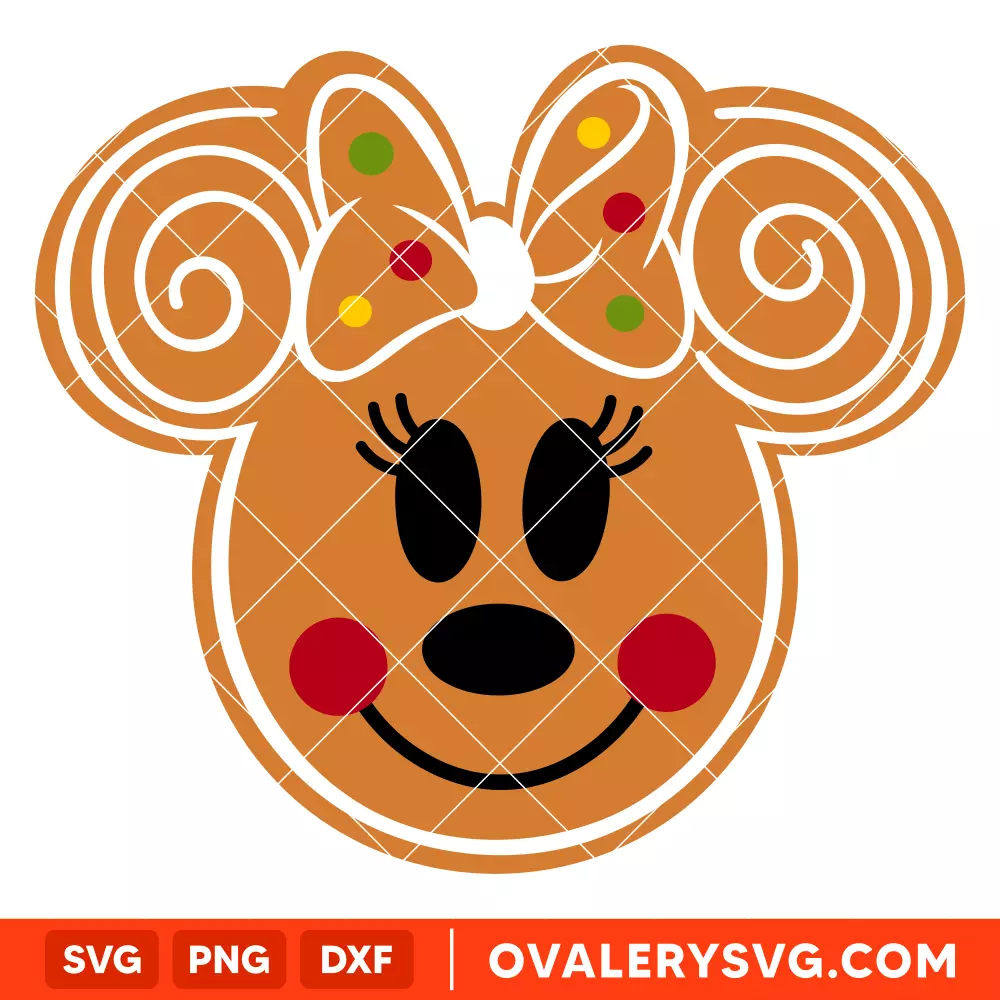 Gingerbread Minnie Head Svg, Christmas Svg, Disney Svg, Cricut, Silhouette Vector Cut File