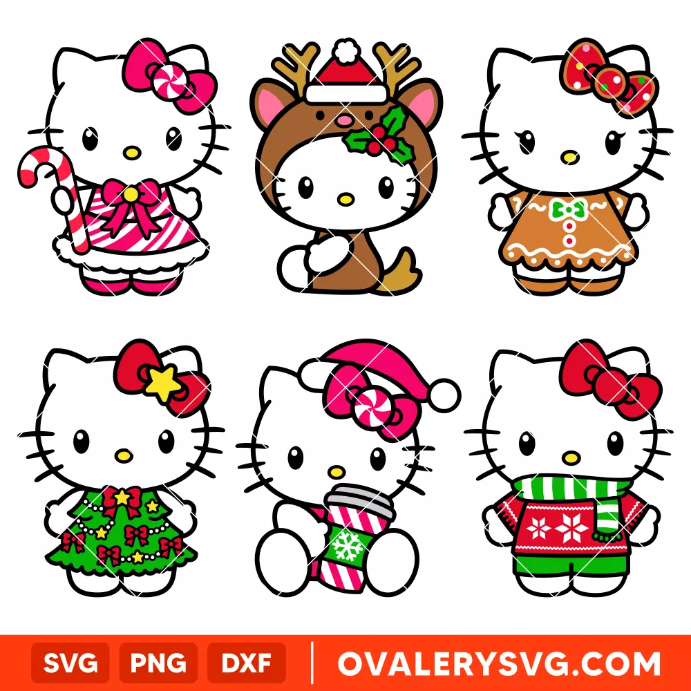 Hello Kitty Christmas Bundle SVG, Sanrio SVG, Christmas SVG | Instant Download SVG PNG Cut File for Cricut & Silhouette