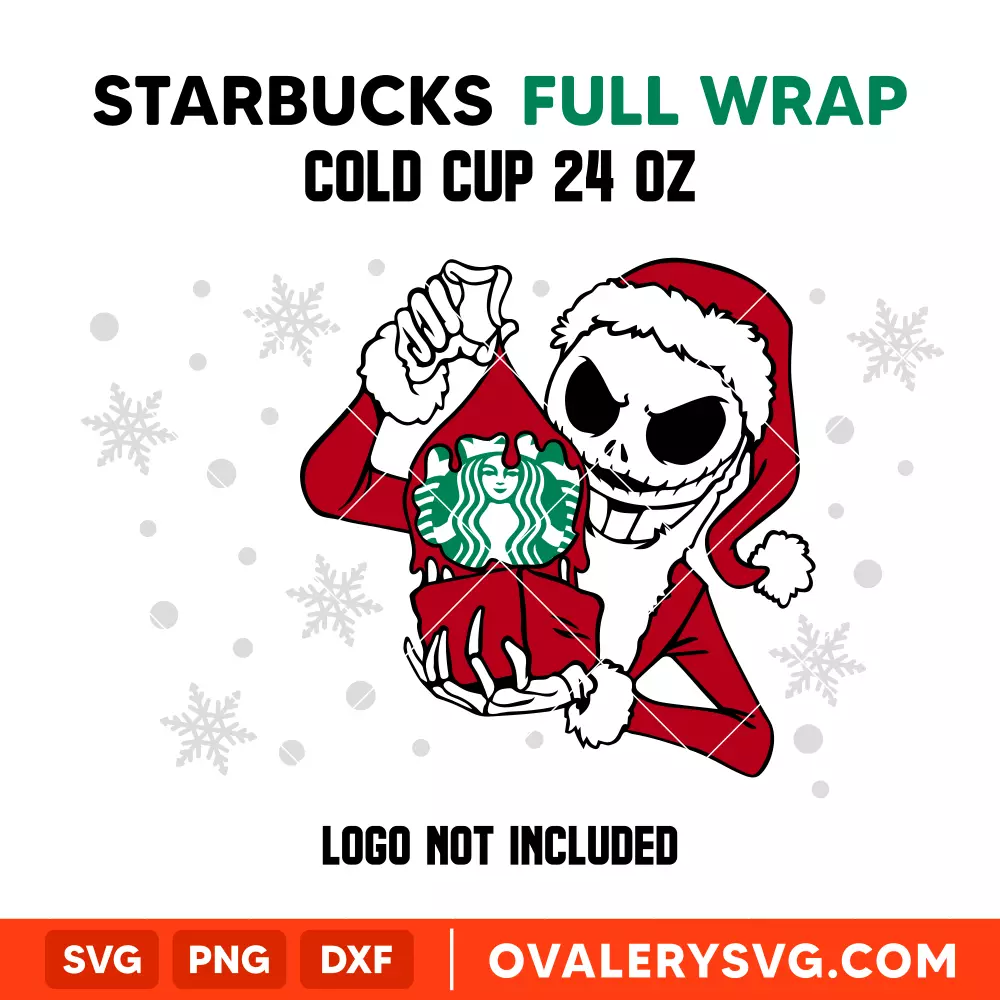Spooky Christmas Jack Full Wrap Svg, Starbucks Svg, Coffee Ring Svg, Cold Cup Svg, Cricut, Silhouette Vector Cut File