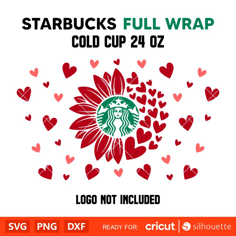 Heart Svg Wrap for Starbucks Venti Cold Cup 24 oz.