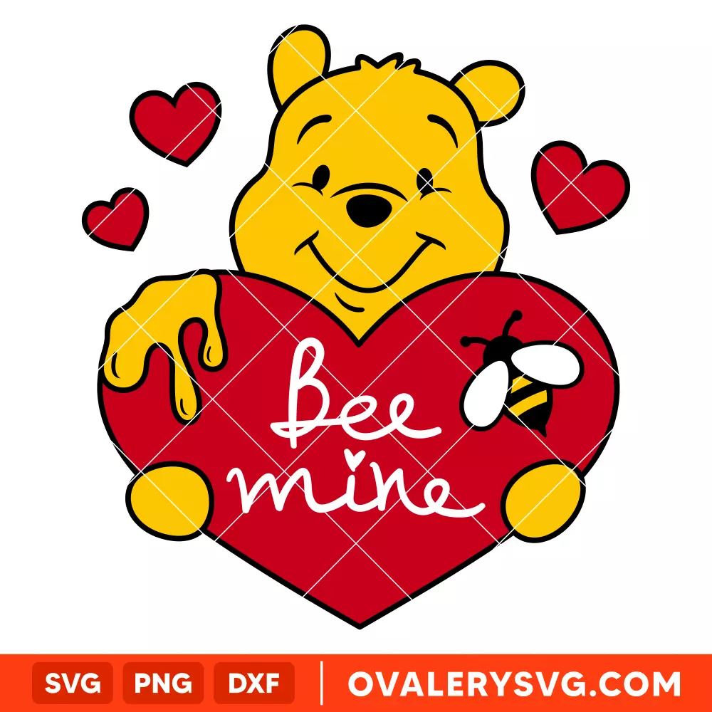 Bee Mine Pooh Bear Svg, Valentine's Day Svg, Disney Svg, Cricut, Silhouette Vector Cut File