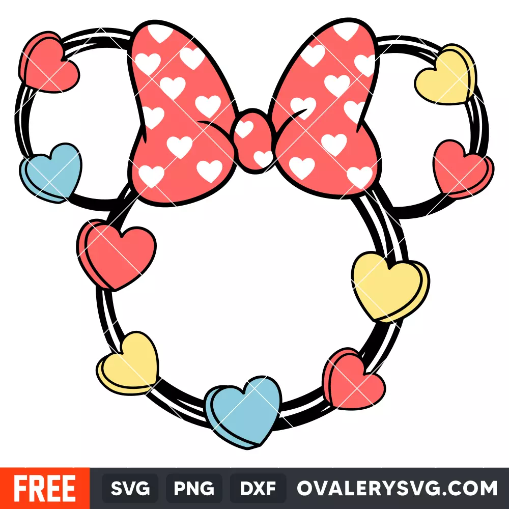 Candy Hearts Minnie Mouse Svg, Free Svg, Daily Freebies Svg, Cricut, Silhouette Vector Cut File