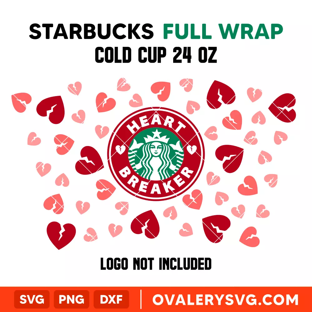 Heart Breaker Full Wrap SVG, Starbucks SVG, Cold Cup SVG, Cricut, Silhouette SVG PNG Cut File