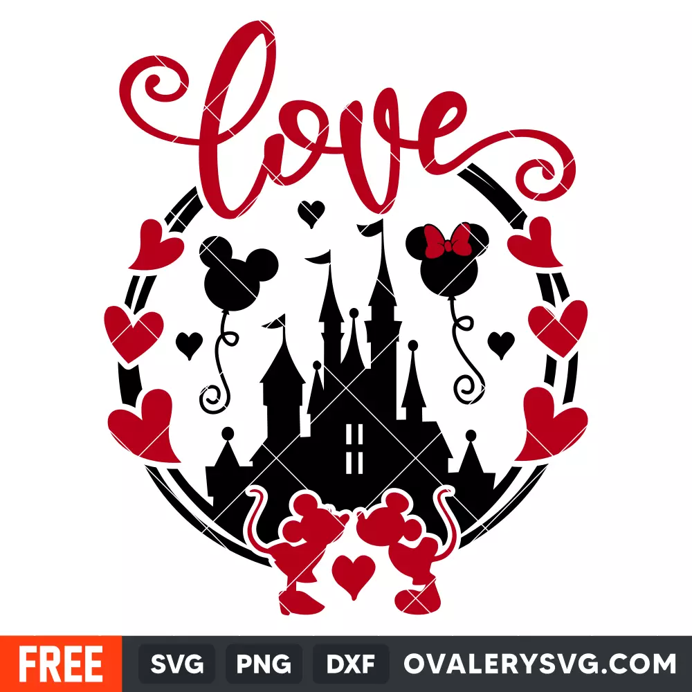 Love Mickey & Minnie Circle Svg, Valentine's Day Svg, Disney Svg, Cricut, Silhouette Vector Cut File