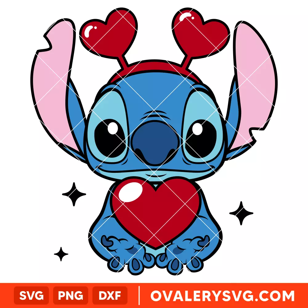 Valentine Stitch Svg, Valentine's Day Svg, Disney Svg, Cricut, Silhouette Vector Cut File